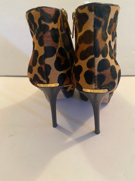 Christian Dior Leopard-Print Platform Ankle Boots Sz:39/9