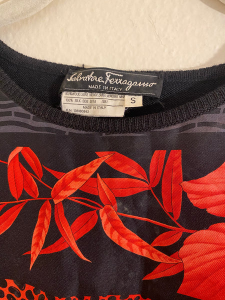 Salvatore Ferragamo Multicolored Black Top Size: S