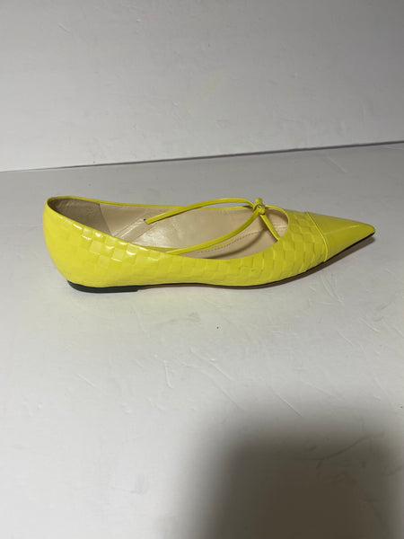 Louis Vuitton Yellow Leather Bow Embellished Pointed Ballet Flats Size: 37