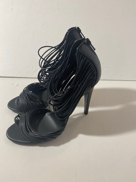 Bottega Veneta Black Leather Open Toe Size: 40.5