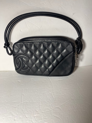 CHANEL Black Calfskin Quilted Cambon Pochette.