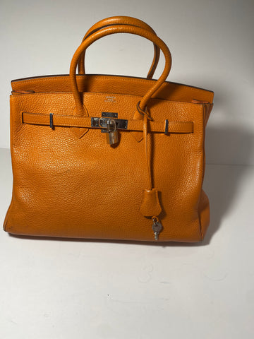 Hermes Togo Leather Birkin Bag 35 Orange