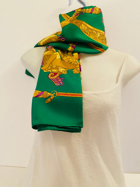 HERMÈS GREEN /YELLOW SILK SCARF