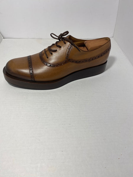 Gucci Brown/Tan Leather Classic Lace Up Dress Shoes Size: 44 US 11