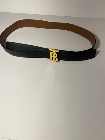 BURBERRY Reversible Monogram Motif Leather Belt Size: M