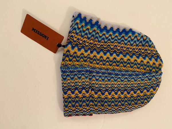 Missoni Multi Color Zig Zag Wool Blend Beanie Hat