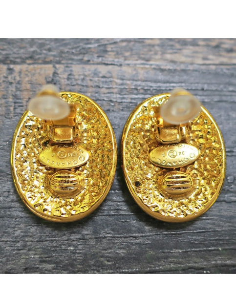 Chanel Gold Plated CC Earrings