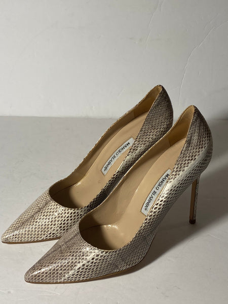 MANOLO BLAHNIK Snakeskin Animal Print Pumps Sz: 40.5/9.5