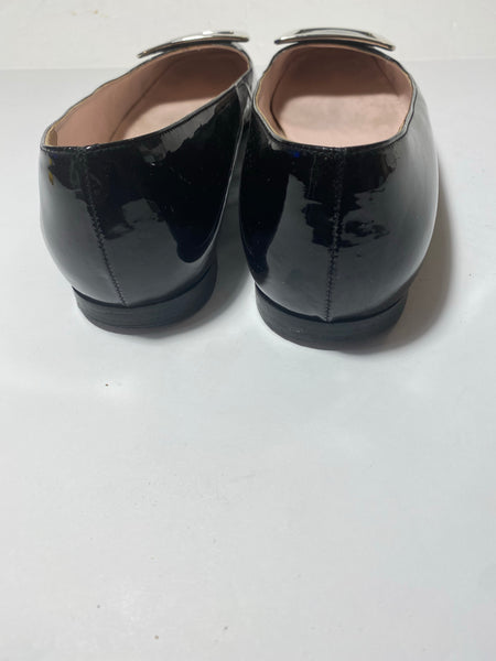 Celine Silver Buckle Black Flats Size: 39