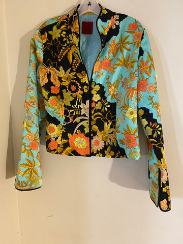 JS Collections Silk Jacket And Theory Pants