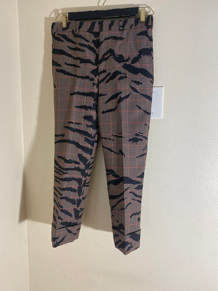 Neil Barrett Men’s Prince Of Wales Check & Tiger Print Slim Tube Leg Trousers Sz: 46/ 30