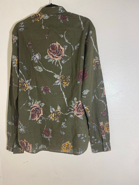 MCQ Green  Floral Print Long Sleeve Shirt Size: 50