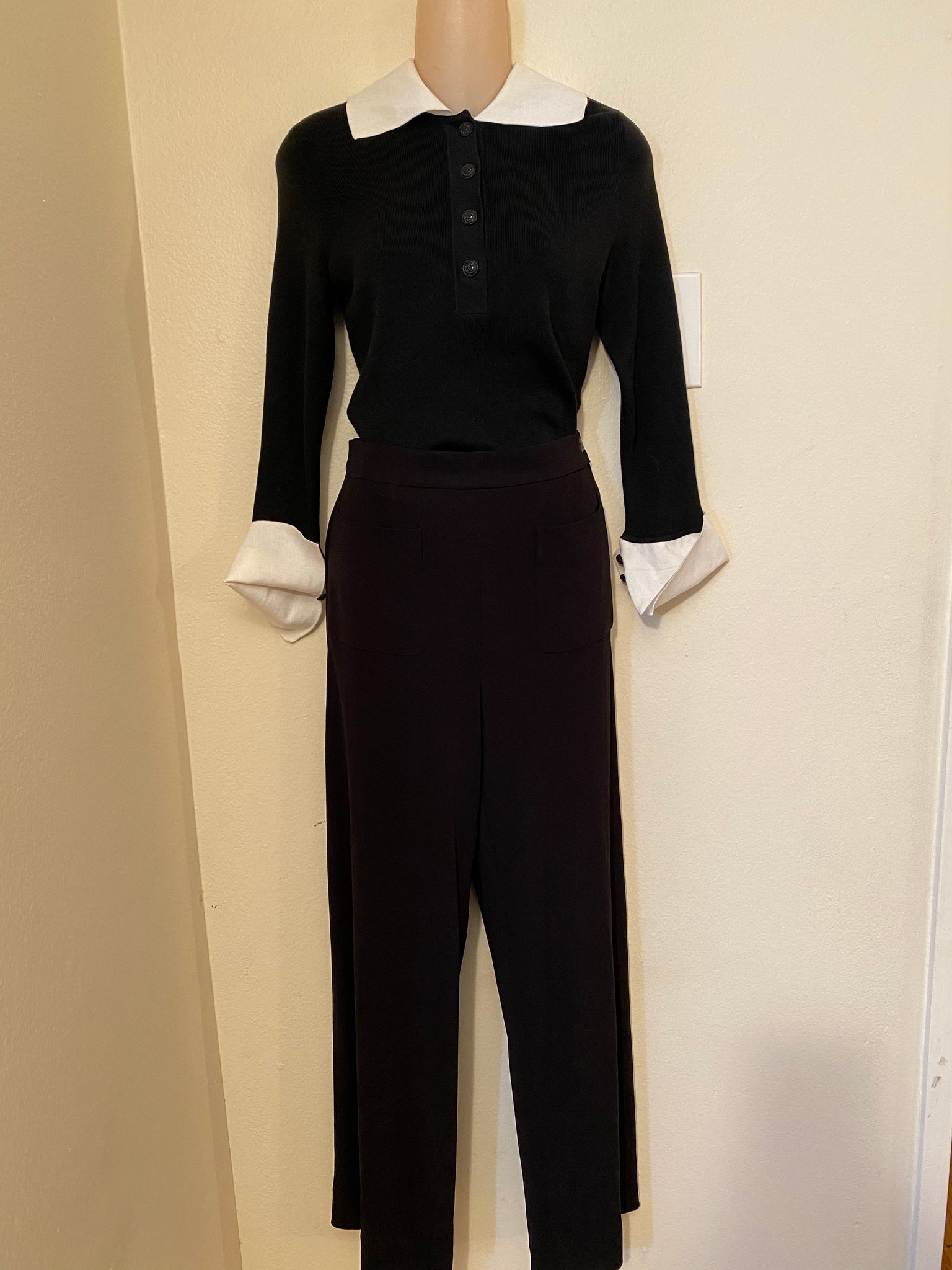 CHANEL Style Black Knit jumper. And Pants