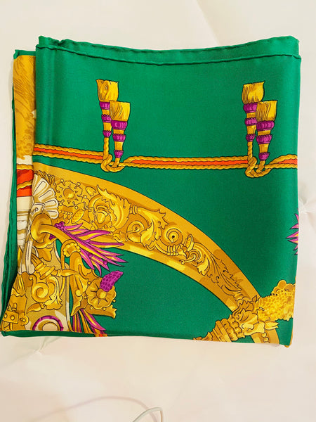 HERMÈS GREEN /YELLOW SILK SCARF