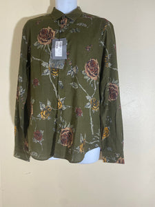 MCQ Green  Floral Print Long Sleeve Shirt Size: 50