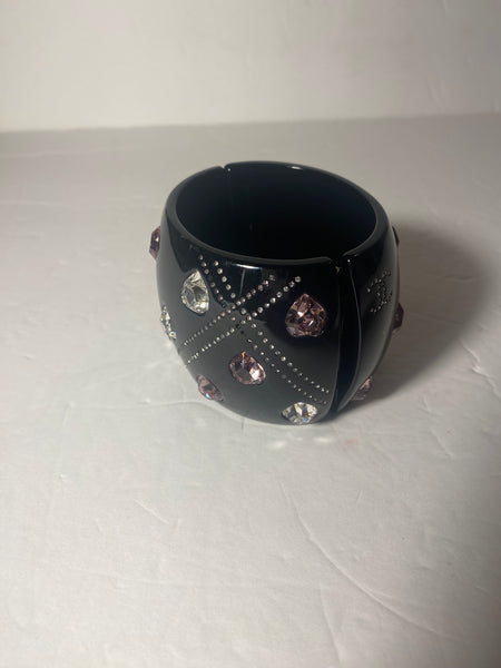 CHANEL Strass & Resin CC Cuff Bracelet