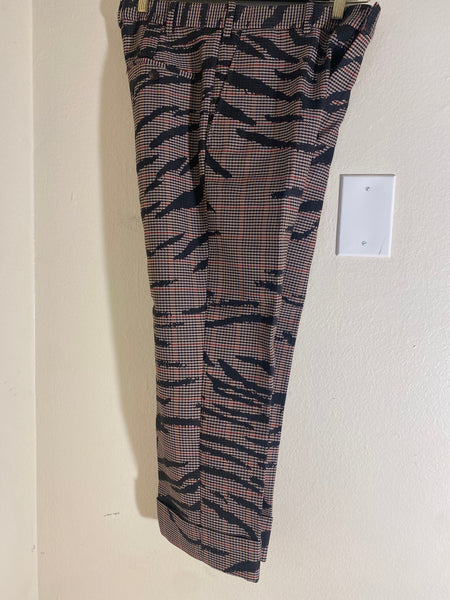 Neil Barrett Men’s Prince Of Wales Check & Tiger Print Slim Tube Leg Trousers Sz: 46/ 30