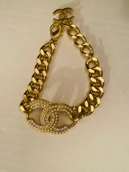 CHANEL Gold Crystal Bracelet