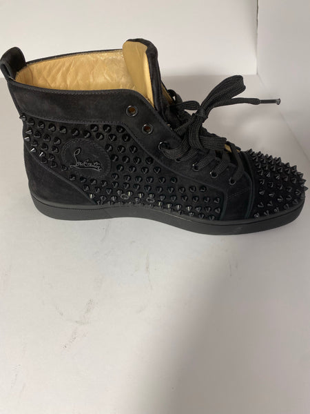 CHRISTIAN LOUBOUTIN LOUIS ORLARO FLAT SPIKES BLACK LEATHER