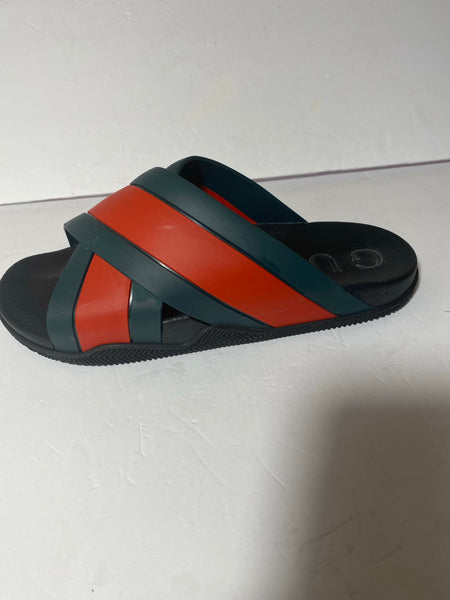 Gucci Men's rubber slide sandal with Web Size: 12