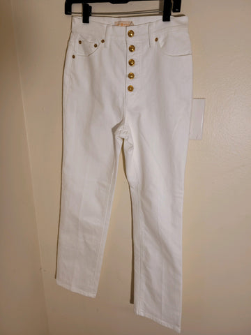 Tory Burch Women's White Button-fly Jeans Sz 27