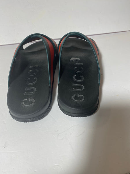 Gucci Men's rubber slide sandal with Web Size: 12