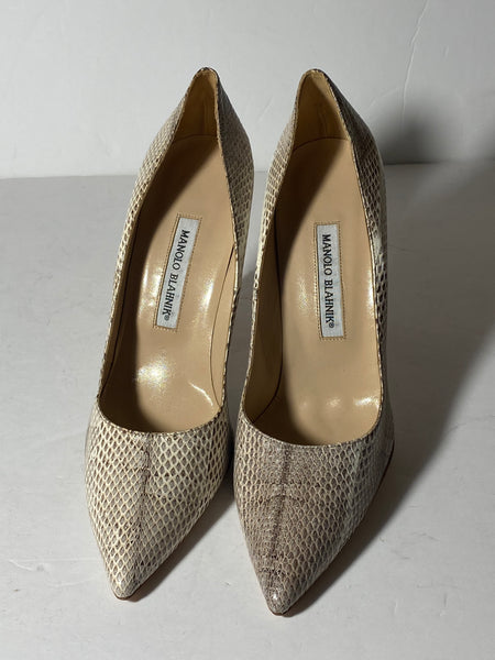 MANOLO BLAHNIK Snakeskin Animal Print Pumps Sz: 40.5/9.5