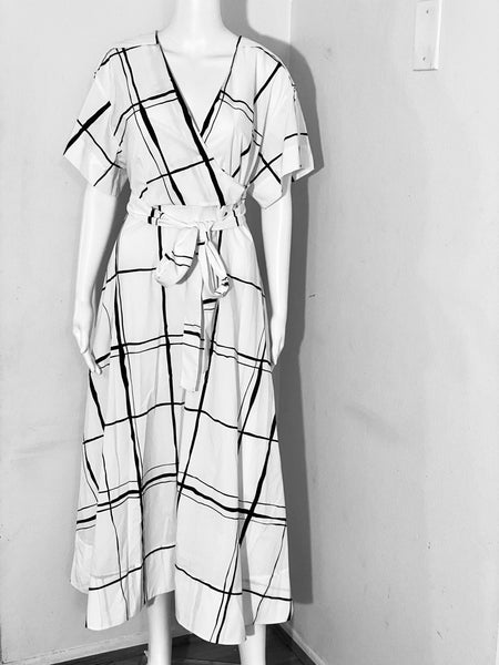 3.1 Phillip Lim Painted Windowpane Crossover Dress Size 8