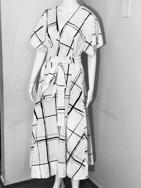 3.1 Phillip Lim Painted Windowpane Crossover Dress Size 8