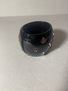 CHANEL Strass & Resin CC Cuff Bracelet