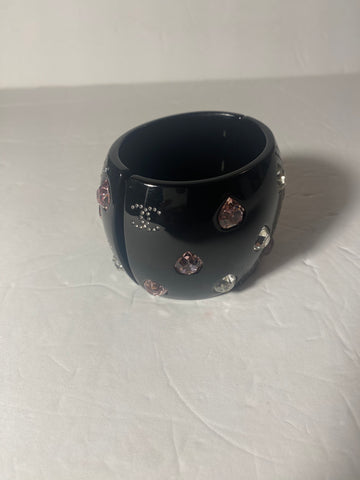 CHANEL Strass & Resin CC Cuff Bracelet