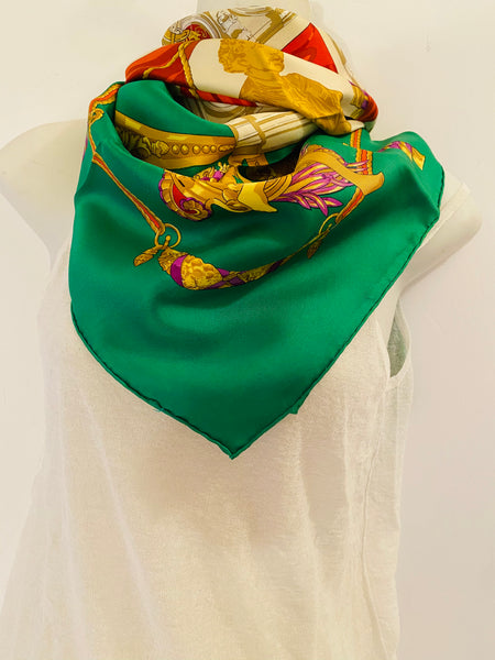 HERMÈS GREEN /YELLOW SILK SCARF