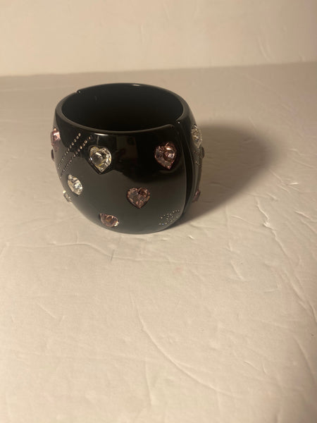 CHANEL Strass & Resin CC Cuff Bracelet