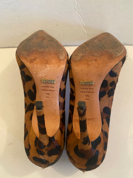 Schutz Brown Animal Print Pumps Sz: 9