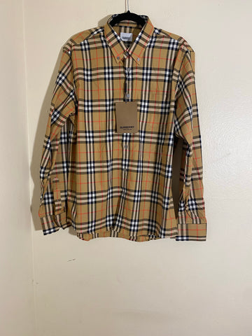 Burberry Small Scale Check Stretch Cotton Shirt , Size: XL