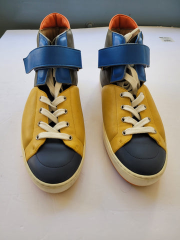 Hermes Multicolor Leather Lions High Top Sneakers Size 44