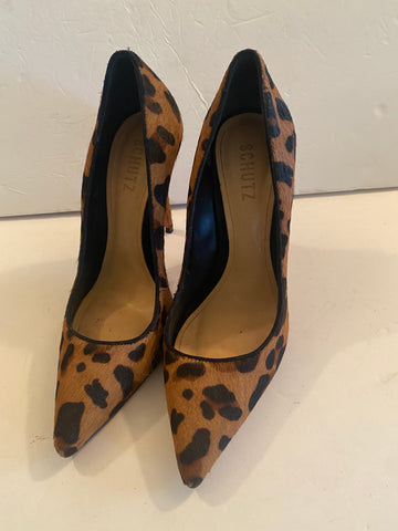 Schutz Brown Animal Print Pumps Sz: 9