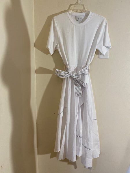 3.1 Phillip Lim T-Shirt Combo Poplin Dress White Size 6