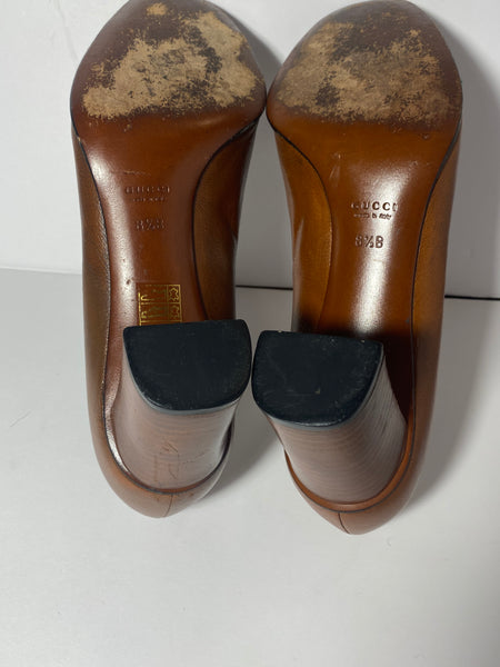 Gucci iInterlocking Gg Web Mid Calfskin Leather Pumps  Size: 38.5