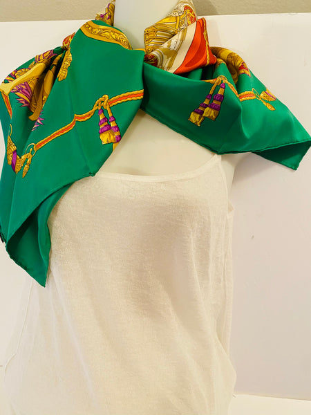 HERMÈS GREEN /YELLOW SILK SCARF