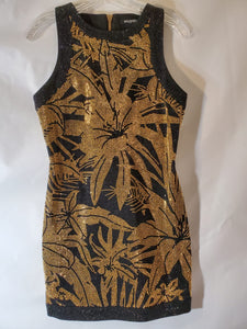 Balmain Black Gold Fitted Sleeveless Mini Dress Size: EUR 38/US 4