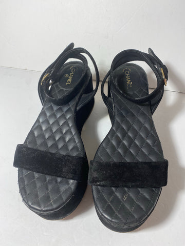 Chanel Suede Platform Sandals Size: 40