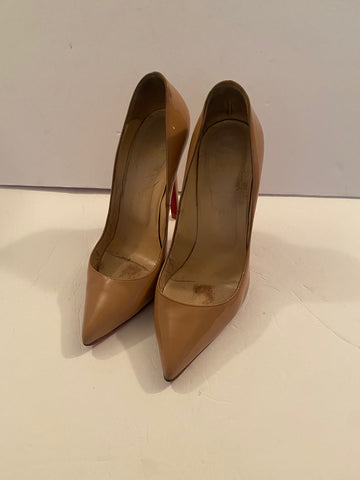 Christian Louboutin Patent Pointed-Toe Red Sole Pump Size 39