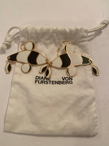 Diane Von Furstenberg Black/White & Gold Earrings