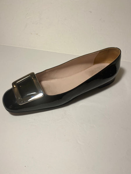 Celine Silver Buckle Black Flats Size: 39