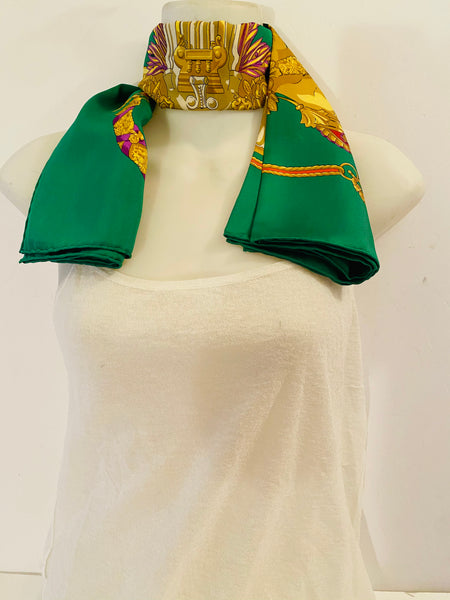 HERMÈS GREEN /YELLOW SILK SCARF