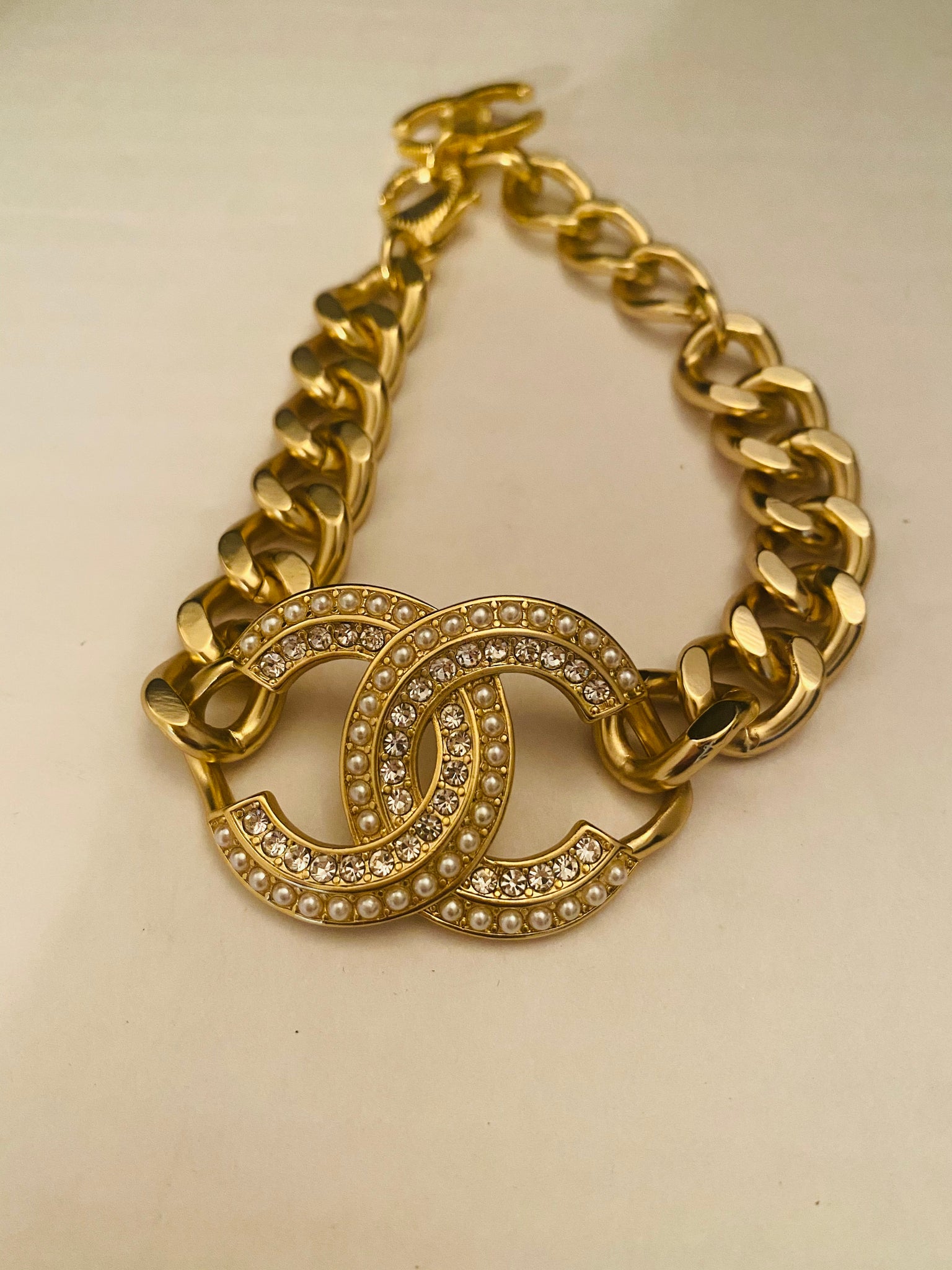 CHANEL Gold Crystal Bracelet