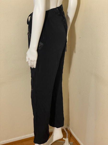 Roberto Cavalli black silk leather pants Size:6