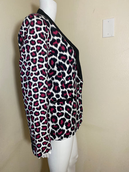 Michael  Michael Kors Leopard Print Tuxedo Blazer Size: 6