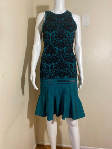 Roberto Cavalli Green Black Sleeveless Dress Size: 42